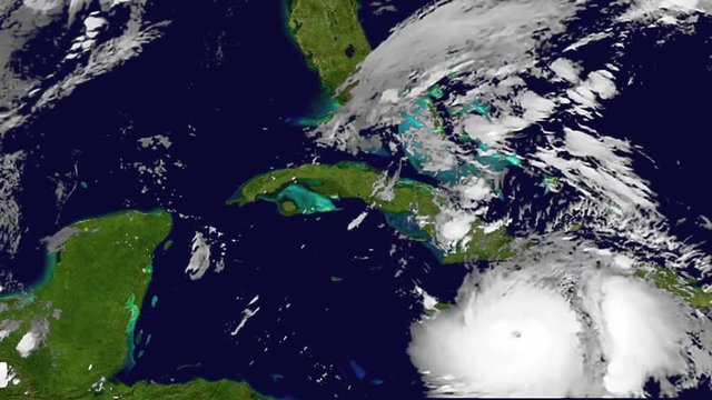 The Hurricane Matthew, satellite view, animation. High speed time lapse. Elements of this image furnished by NASA.