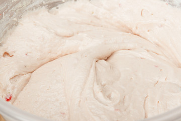 Raw Strawberry Cupcake Dough. Cooking Process.