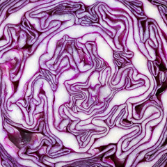 Obraz premium Texture of red cabbage cut in half close up