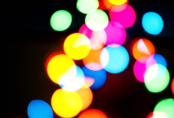 Blurred color bokeh of light from street abstract background.