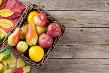 Autumn food and leaves