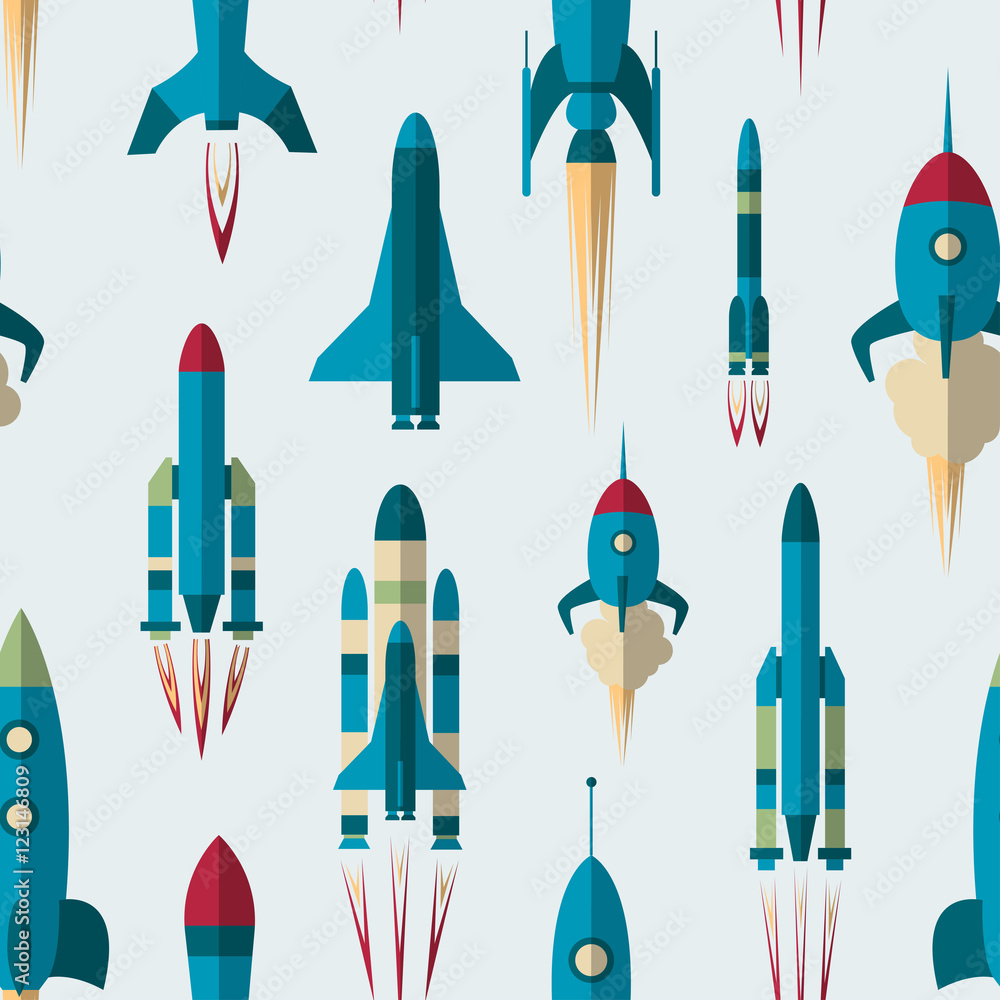 Poster set of rockets pattern