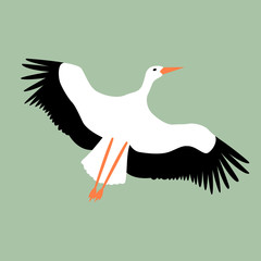 Stork fly vector illustration style Flat