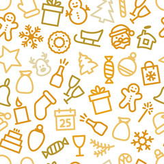Christmas icon set seamless pattern
