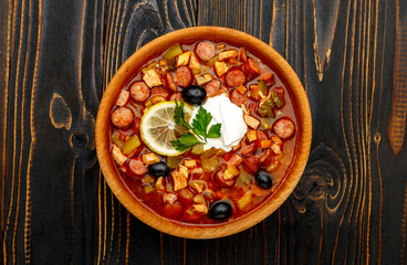 Solyanka - Russian traditional meat soup