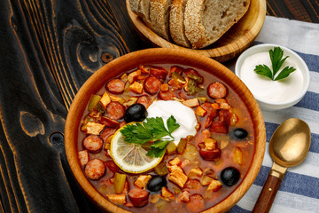 Solyanka - Russian traditional meat soup