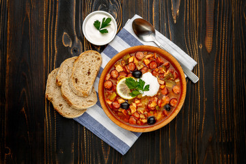 Solyanka - Russian traditional meat soup