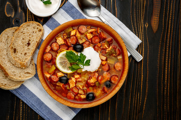 Solyanka - Russian traditional meat soup