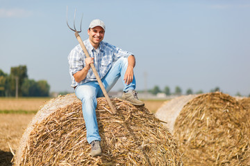 Farmer holding a pitchfork
