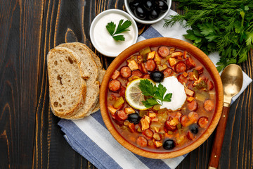 Solyanka - Russian traditional meat soup