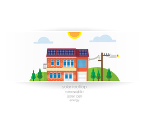 Obraz na płótnie Canvas the house with solar rooftop paper graphic