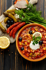 Solyanka - Russian traditional meat soup