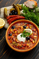 Solyanka - Russian traditional meat soup