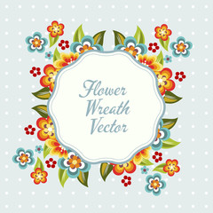 blue flower wreath vector