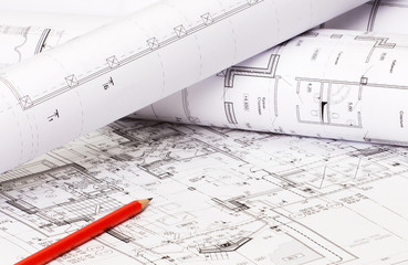 The architectural design of the house on paper