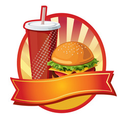 burger and cola label