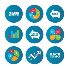 Back to school icons. Studies after the holidays.