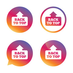 Back to top arrow sign icon. Scroll up symbol.