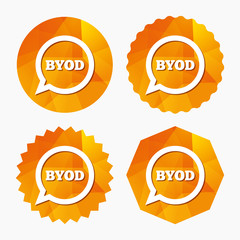 BYOD sign icon. Bring your own device symbol.