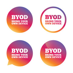 BYOD sign icon. Bring your own device symbol.