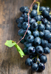 Bunch of red grapes on wooden background