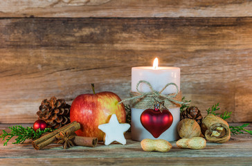 Weihnachten Advent Kerze mit Herz Romantisch Weihnachtsdekoration