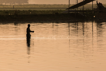 Fototapeta na wymiar Fisherman in Myanmar