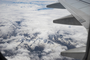 Under the wing of the plane