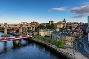 Fototapeta na wymiar Quayside and bridges on the Tyne England UK