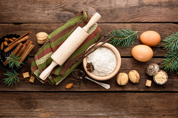 culinary background for Christmas baking