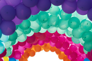 Multicolored arched balloons
