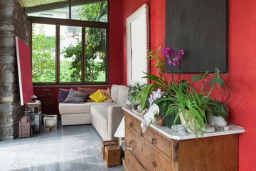 veranda with comfortable divan