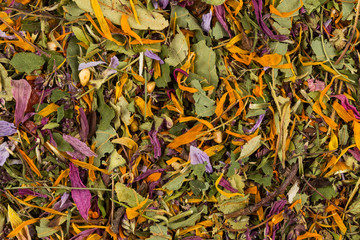 Dried herbal tea leaves