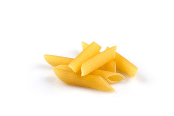 pile of penne on white background