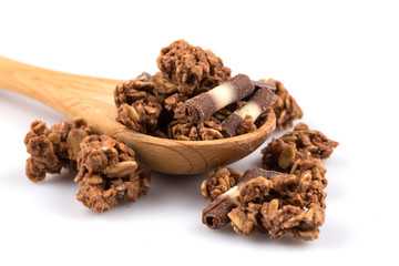 muesli with pieces of chocolate