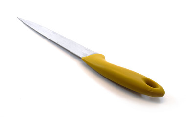 Plastic serrated kitchen knife with yellow handle