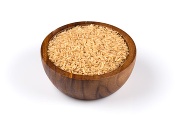 Rice in wooden bowl