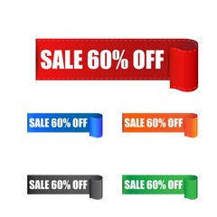 Sale 60% off sticker. Label vector illustration on white background