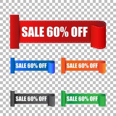 Sale 60% off sticker. Label vector illustration on isolated background