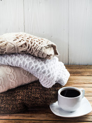 Knit cozy sweater folded stack