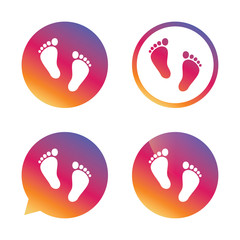 Child pair of footprint sign icon. Barefoot .