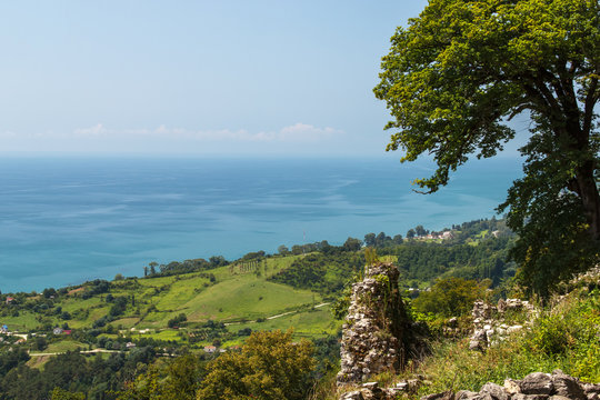 Abkhazia, New Athos. The view from the Iversky mountain on the black sea coast.