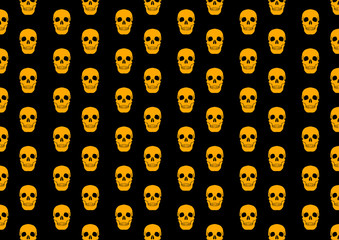 Halloween Background Pattern Skull Orange