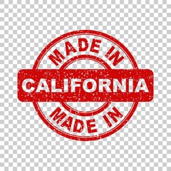 Made in California red stamp. Vector illustration on isolated background