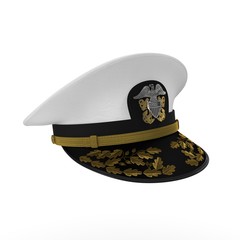 US navy officer's cap isolated on a white. 3D illustration