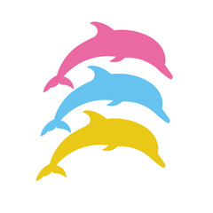 Dolphin. Vector silhouette on a white background.