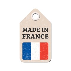 Hang tag made in France with flag. Vector illustration