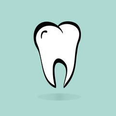 Vector of big tooth. Illustration of vector tooth icon on blue b