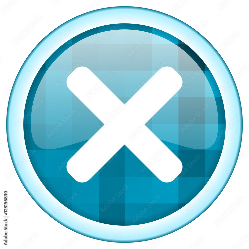 Leinwandbilder Blue circle vector x icon. Round internet glossy cancel button. Web design graphic element. 