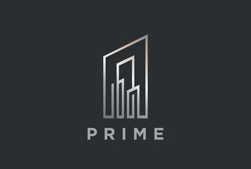 Real Estate Logo design vector Linear Building Development icon